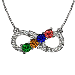 Elegant Swirl Birthstone Mothers Necklace